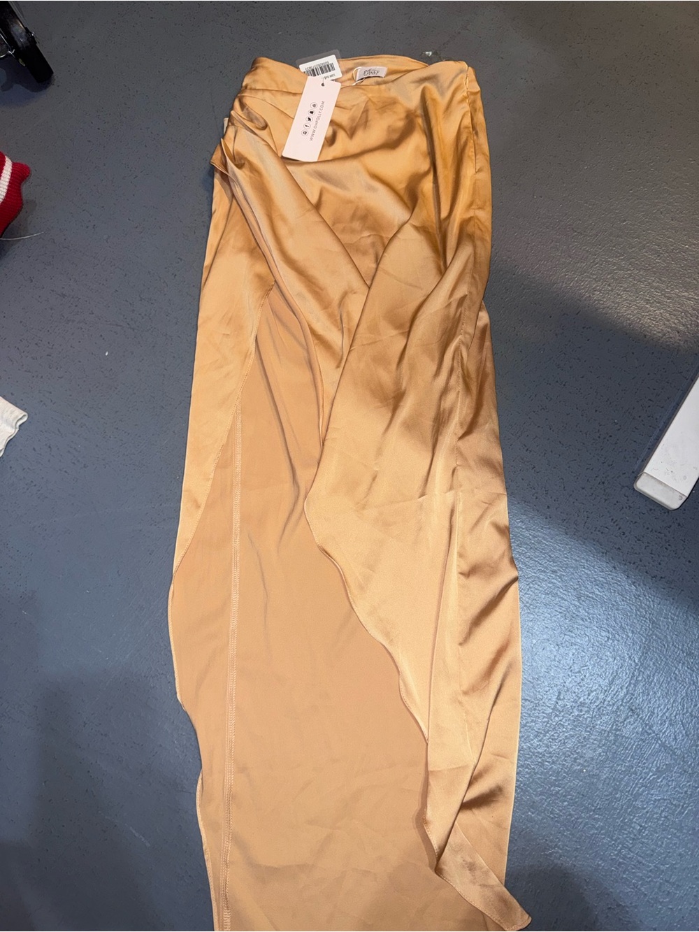 Oh Polly Beige Satin Ruched Maxi Dress Women’s US 2 UK 6 NWT Formal Evening